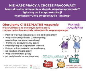 rekrutacja do projektu Chcę swojego życia - pracuję