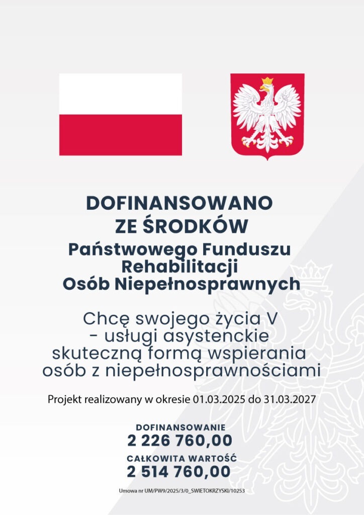 Plakat Dofinansowano ze środków PFRON